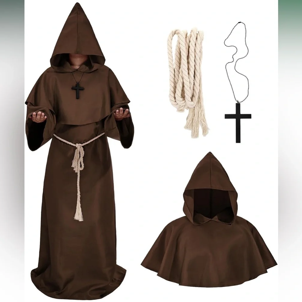 Medieval Hooded Monk Robe Costume Friar Priest Robe
Cloak Renaissance Costume -S - Picture 4 of 7